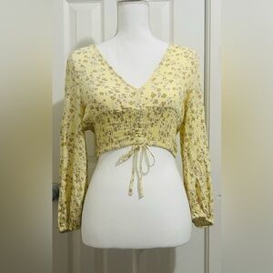 Love Tree Yellow Floral Crop Top